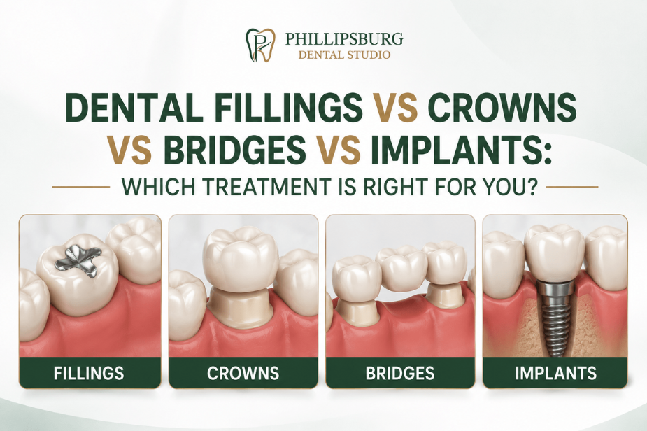 Dental Fillings vs Crowns vs Bridges vs Implants